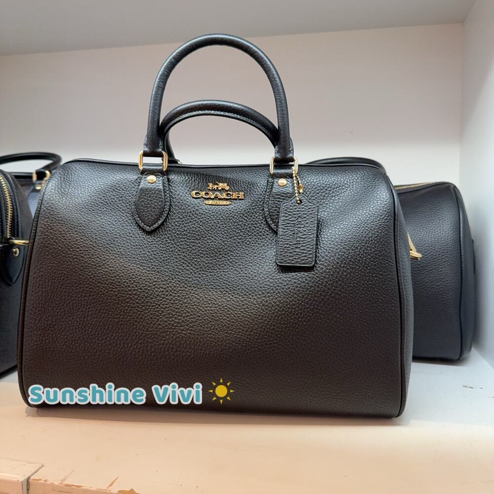 NWT Coach Rowan Large Satchel Bag Crossbody in Leather/Gold/Black CES11